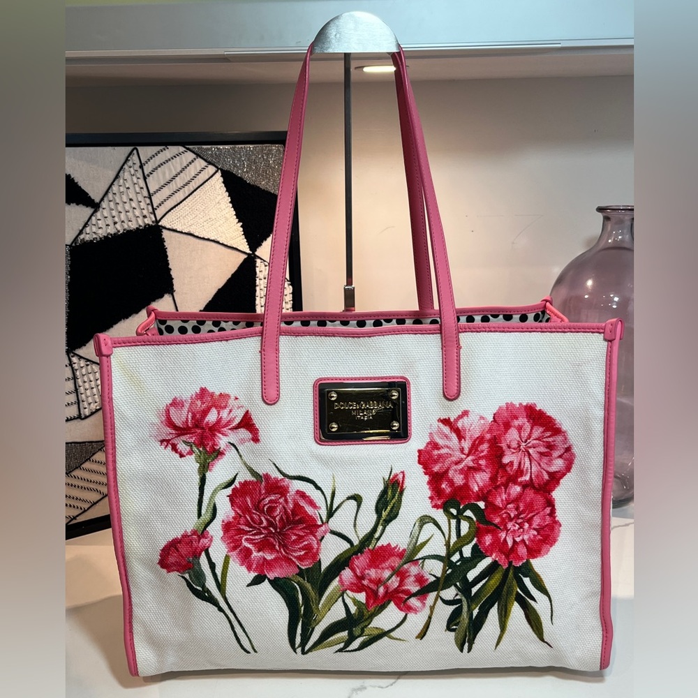 Dolce & Gabbana Large Pink Floral Tote Bag